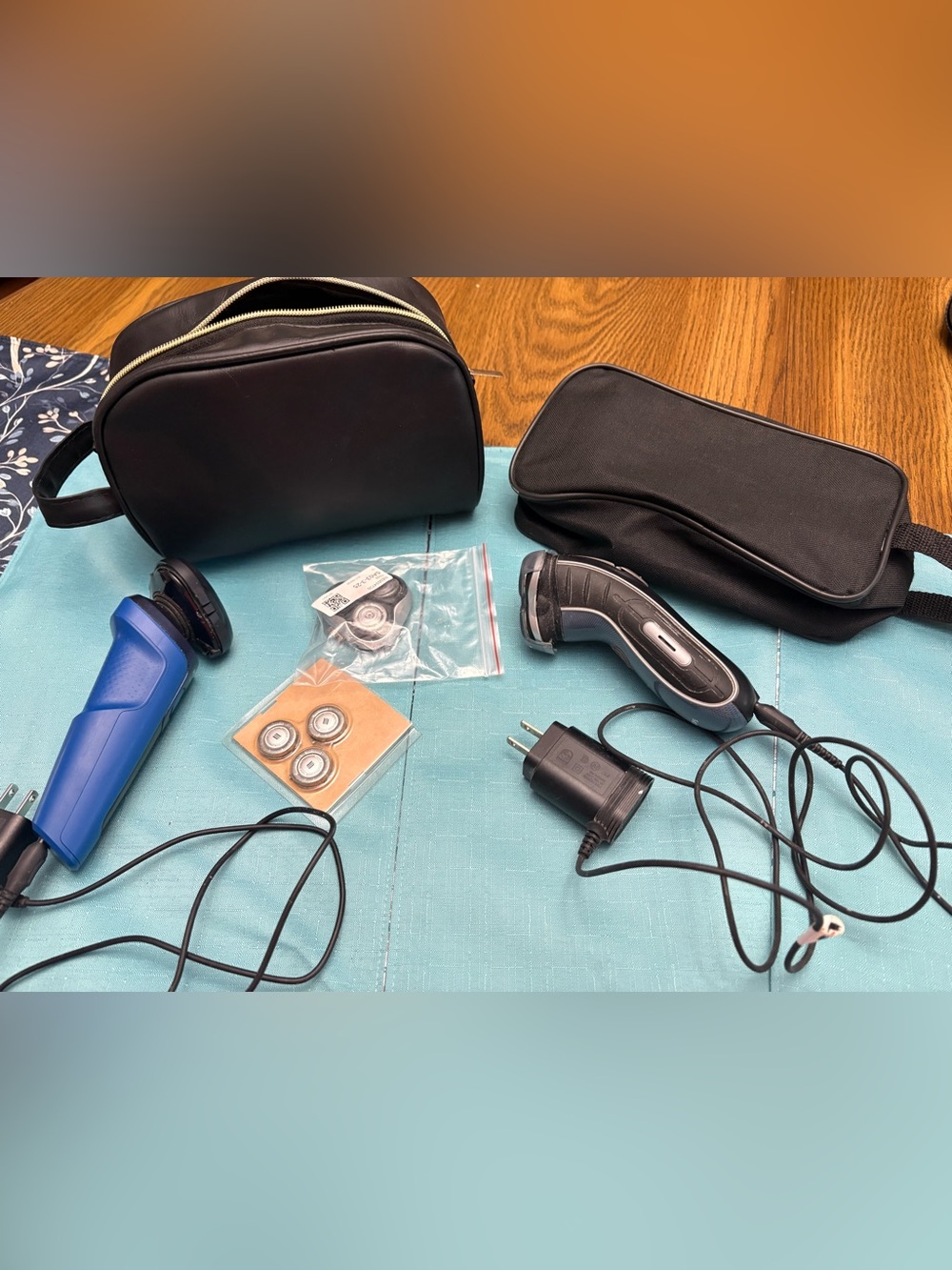 Philips Electric Shaver with Travel Pouches - Black (two)